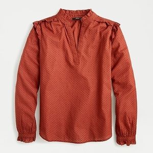 NWT J Crew Ruffle-trim V-neck popover in clip dot